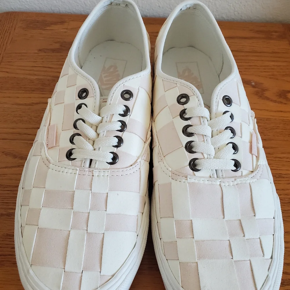 Vans White Pink Woven Checkered Platform Sneakers Men's Shoe 10 Women's 11.5 - Picture 4 of 11